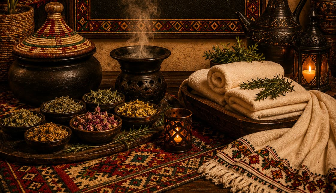 Taba Weyba Ethiopian Spa Package: traditional Ethiopian herbs and candlelit lanterns from the signature $150 full-body treatment.